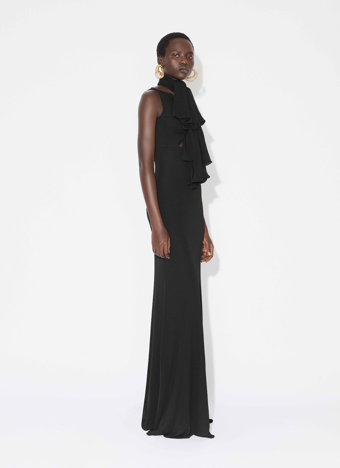 FLUID JERSEY BOW DRESS ALAÏA BLACK FLUID JERSEY BOW DRESS